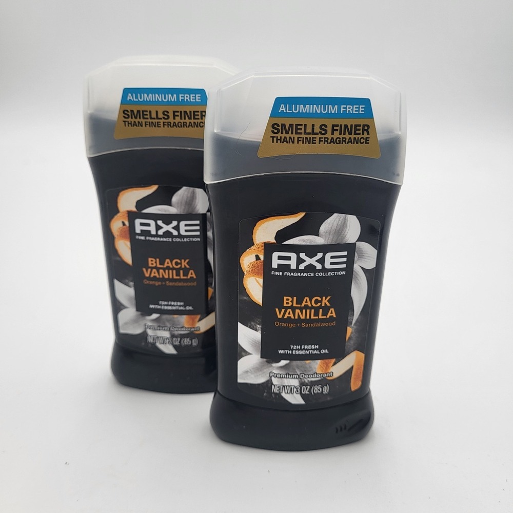 Set of 2 Axe Black Vanilla Premium Deodorant Aluminum Free 3oz Orange Sandalwood